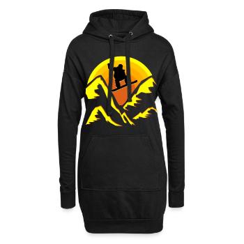 Snowboard Wintersport Abfahrt Schnee Berge Piste - Hoodie-Kleid - Schwarz - Vorne