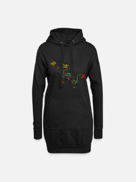 Drache Drachen - Hoodie-Kleid - Schwarz