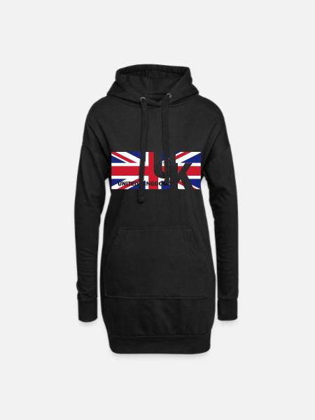 Drapeau anglais drapeau cadeau anglais - Sweat-shirt à capuche long Femme - noir