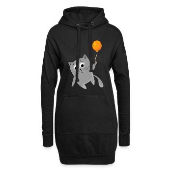 Flying Cat Flying - Chat - Sweat-shirt à capuche long Femme - noir - Devant