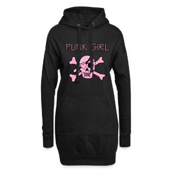 Punk Girl Skull Totenkopf Pirat - Hoodie-Kleid - Schwarz - Vorne
