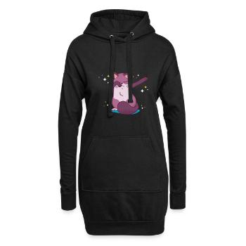 Katzen Katzengesicht lustige Tiere Bilder - Hoodie-Kleid - Schwarz - Vorne