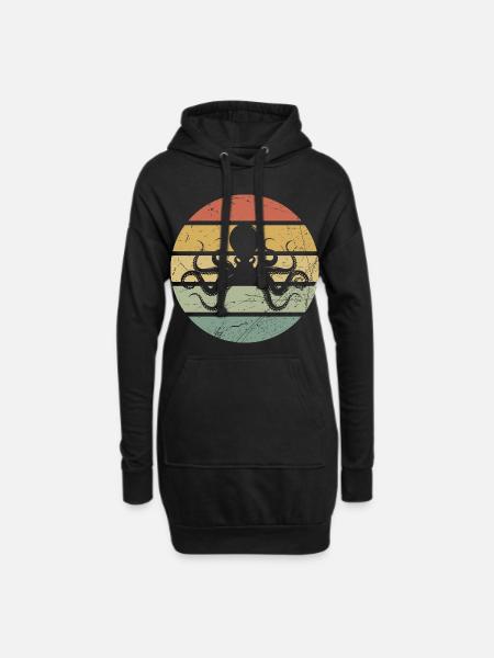 Octopus squid gift catching sea octopus - Hoodie Dress - black