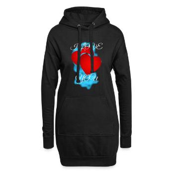 Je t'aime - Sweat-shirt à capuche long Femme - noir - Devant