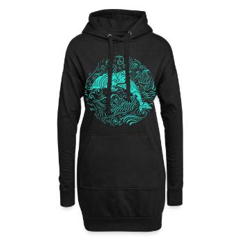 Delfin Tier Meer Wellen Wasser Säugetier - Hoodie-Kleid - Schwarz - Vorne