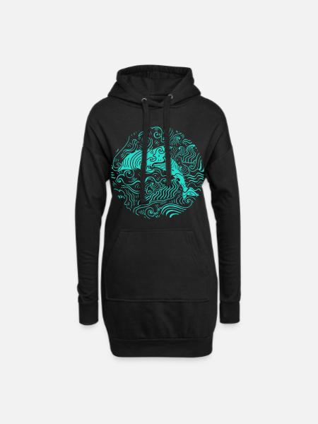 Delfin Tier Meer Wellen Wasser Säugetier - Hoodie-Kleid - Schwarz