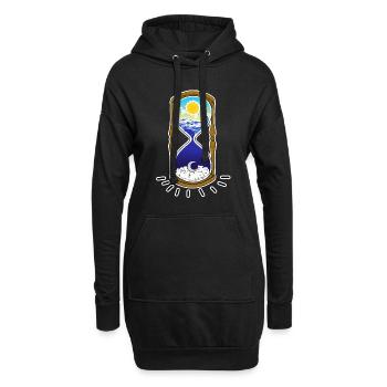 "TIME" - Zeit - Hoodie-Kleid - Schwarz - Vorne