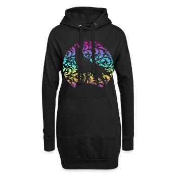 Wolf Tier Rudel Hund jagen einsam Vollmond Zähne - Hoodie-Kleid - Schwarz - Vorne