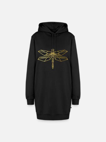 Cooles goldene Libellen Design! - Hoodie-Kleid - Schwarz