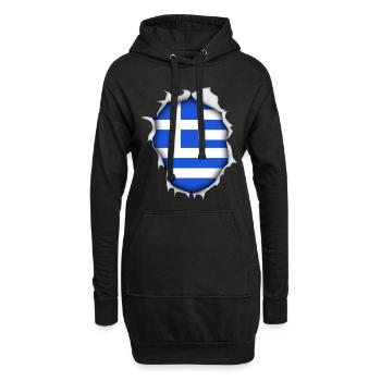 Grèce pays Athènes drapeau capitale vacances - Sweat-shirt à capuche long Femme - noir - Devant