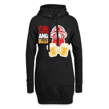 Pompier profession incendie pompier extinction de la bière - Sweat-shirt à capuche long Femme - noir - Devant