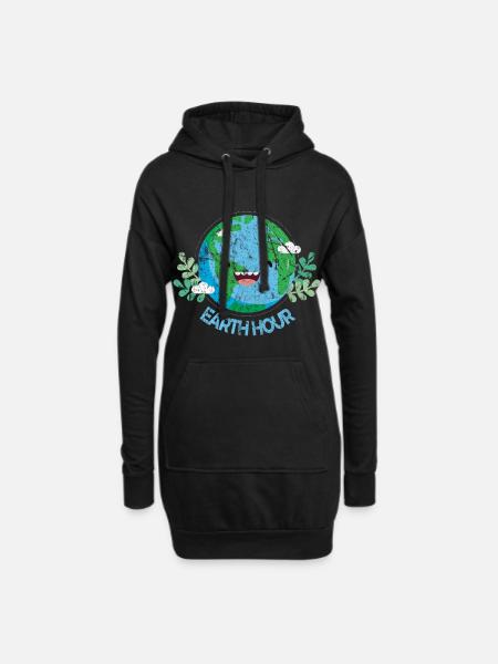 Earth Day - Hoodie-Kleid - Schwarz