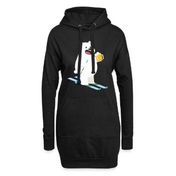 Bär Bier Süß Ski Winter Sport Geschenkidee - Hoodie-Kleid - Schwarz - Vorne