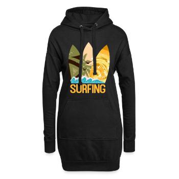 Surfers Surf Surf Surf Surf Sports nautiques Vagues - Sweat-shirt à capuche long Femme - noir - Devant