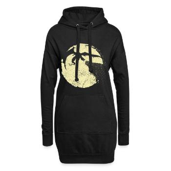 Drache - Hoodie-Kleid - Schwarz - Vorne