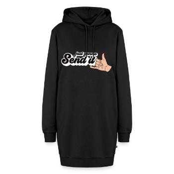 Witziges Handzeichen Shaka MTB Geschenk - Hoodie-Kleid - Schwarz - Vorne - AI Model Female 172 light (172cm)