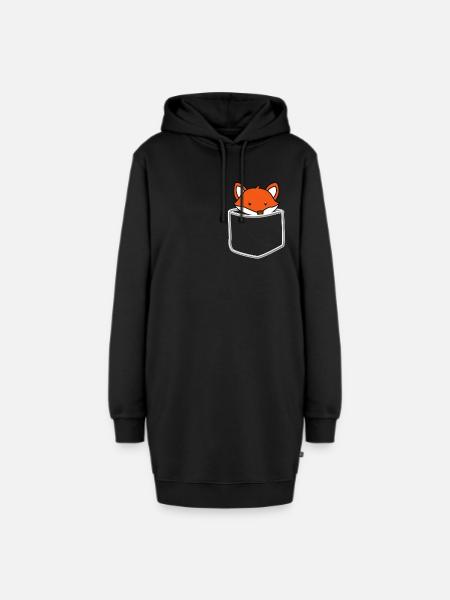 Fox Pocket - Tasche, Fuchs, Geschenk - Hoodie-Kleid - Schwarz