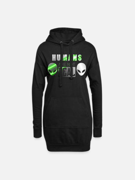 Menschen real | Alien Ufo Raumschiff Geschenkidee - Hoodie-Kleid - Schwarz