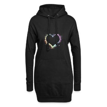 Herz Liebe Valentinstag Beziehung Symbol Geschenk - Hoodie-Kleid - Schwarz - Vorne