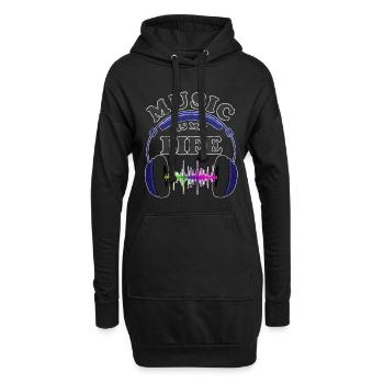 Musik - Hoodie-Kleid - Schwarz - Vorne
