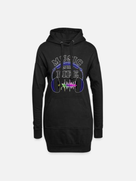 Musik - Hoodie-Kleid - Schwarz