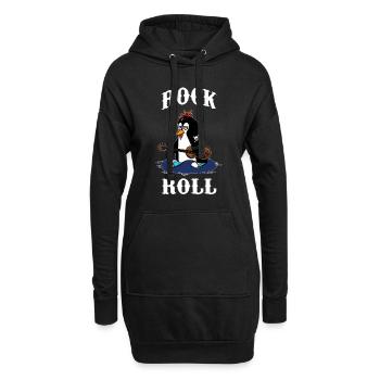RocknRoll Rocker Tattoo Pinguin Musik Musiker - Hoodie-Kleid - Schwarz - Vorne