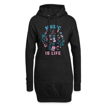 musique - Sweat-shirt à capuche long Femme - noir - Devant