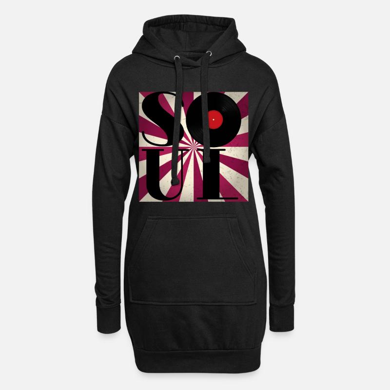 Retro Vinyl Soul - Hoodie-Kleid - Schwarz