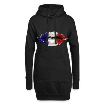 Frankreich Lippen - Hoodie-Kleid - Schwarz - Vorne
