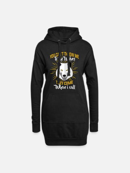Wolf Wölfe - Hoodie-Kleid - Schwarz