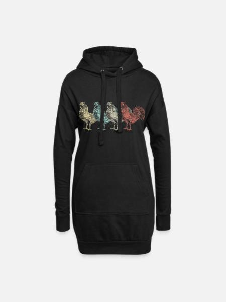 Huhn Hühner - Hoodie-Kleid - Schwarz