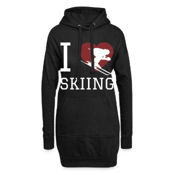 J'aime faire du ski cadeau coeur sports d'hiver - Sweat-shirt à capuche long Femme - noir - Devant