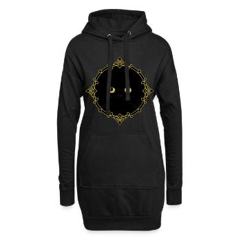Schwarze Katze Abzeichen - Pixel Art - Hoodie-Kleid - Schwarz - Vorne