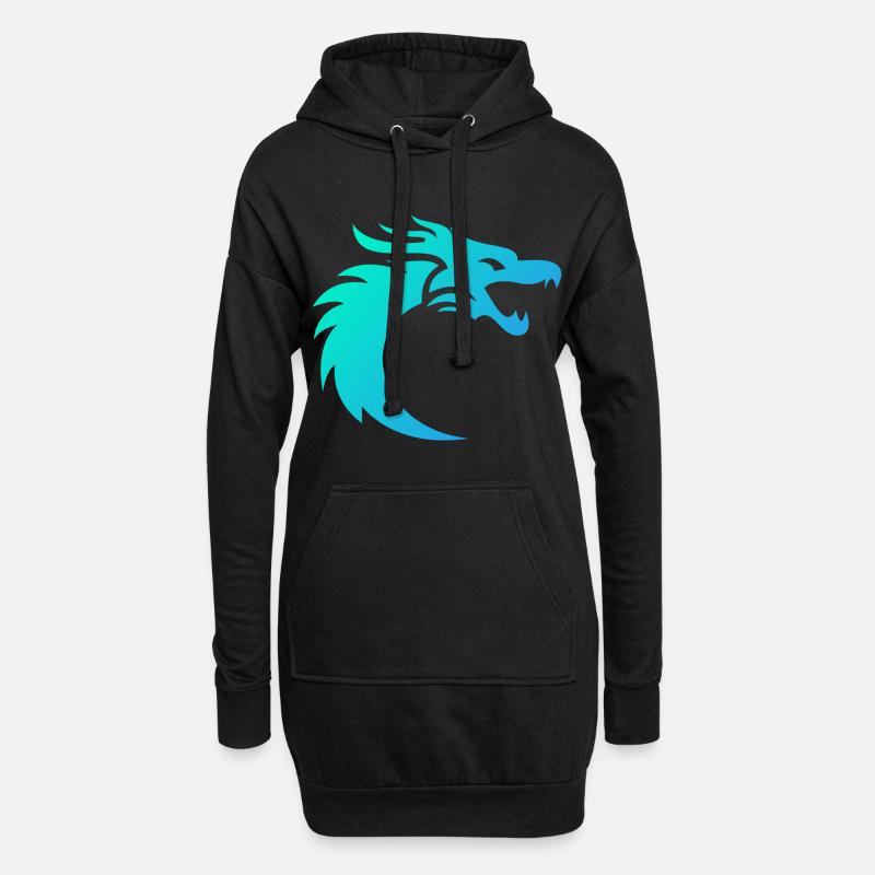 Drache - Hoodie-Kleid - Schwarz