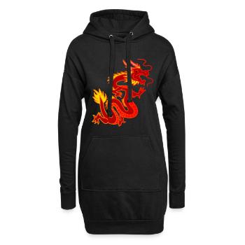 Drache - Hoodie-Kleid - Schwarz - Vorne