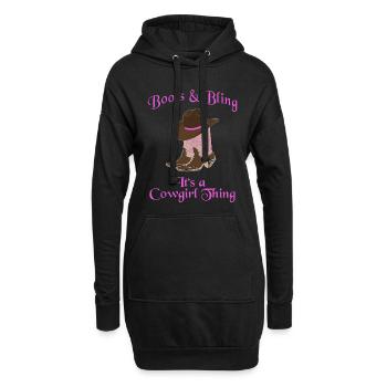 Chapeau de cowboy Wild West Western Bottes de cowboy Chapeau - Sweat-shirt à capuche long Femme - noir - Devant