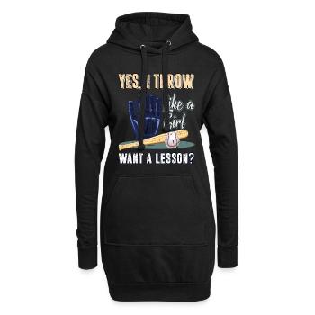Baseball Softball Baseballschläger Handschuh Sport - Hoodie-Kleid - Schwarz - Vorne