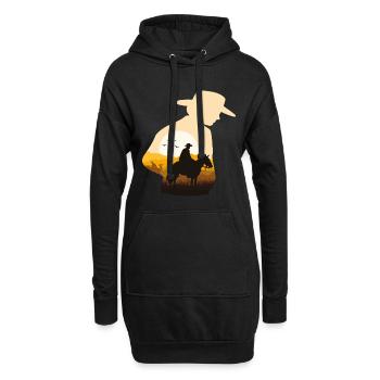 cow-boy - Sweat-shirt à capuche long Femme - noir - Devant