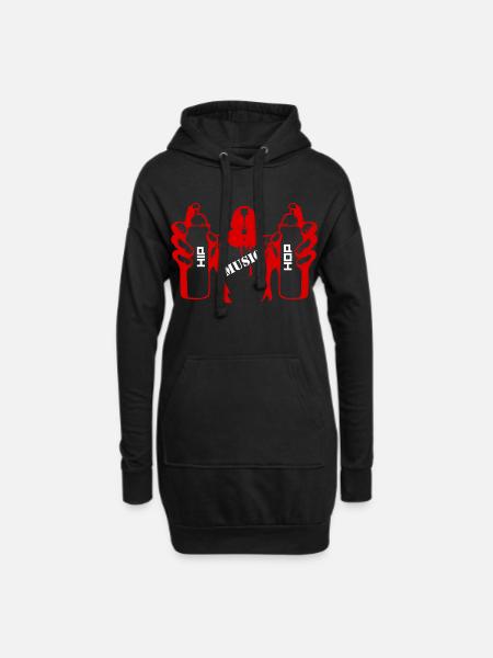 Hip hop - Sweat-shirt à capuche long Femme - noir