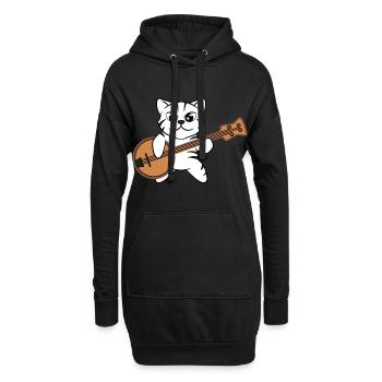 Katze mit Gitarre Musik Kitty Funny Cat with Banjo - Hoodie-Kleid - Schwarz - Vorne