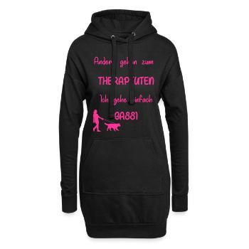 Lila Hunde Motiv - Hoodie-Kleid - Schwarz - Vorne