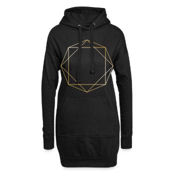 Symboles formes cadeau octogone triangle ligne d'or - Sweat-shirt à capuche long Femme - noir - Devant