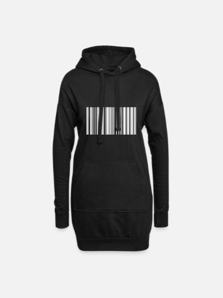 Barcode Strichcode weiss - Hoodie-Kleid - Schwarz
