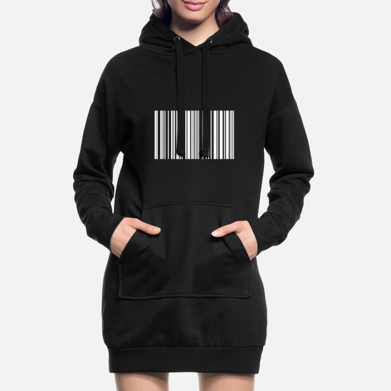 Barcode Strichcode weiss Hoodie-Kleid