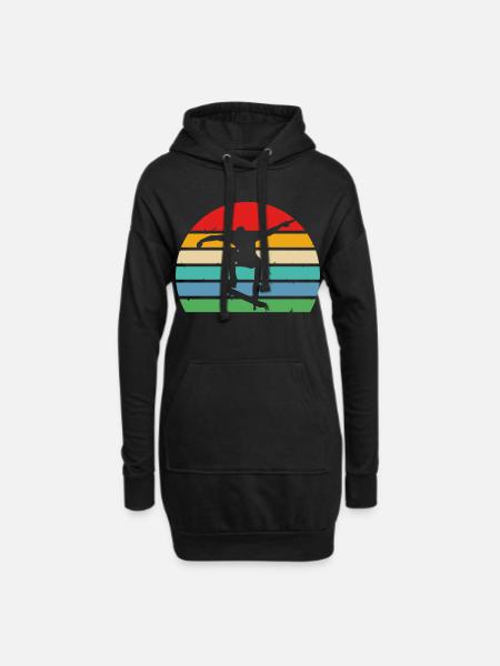 Skate Skateboard Retro Skater Vintage Skateboarder - Hoodie-Kleid - Schwarz