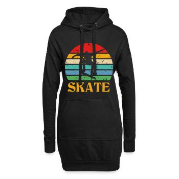 Skater Retro Skateboarder Skateboard Skate - Hoodie-Kleid - Schwarz - Vorne