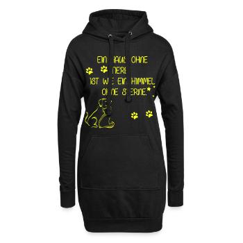 Katzen und Hunde Motiv - Hoodie-Kleid - Schwarz - Vorne