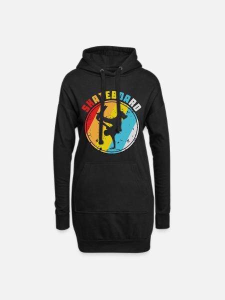 Retro Skateboard Skateboarder Skate Skater - Hoodie-Kleid - Schwarz