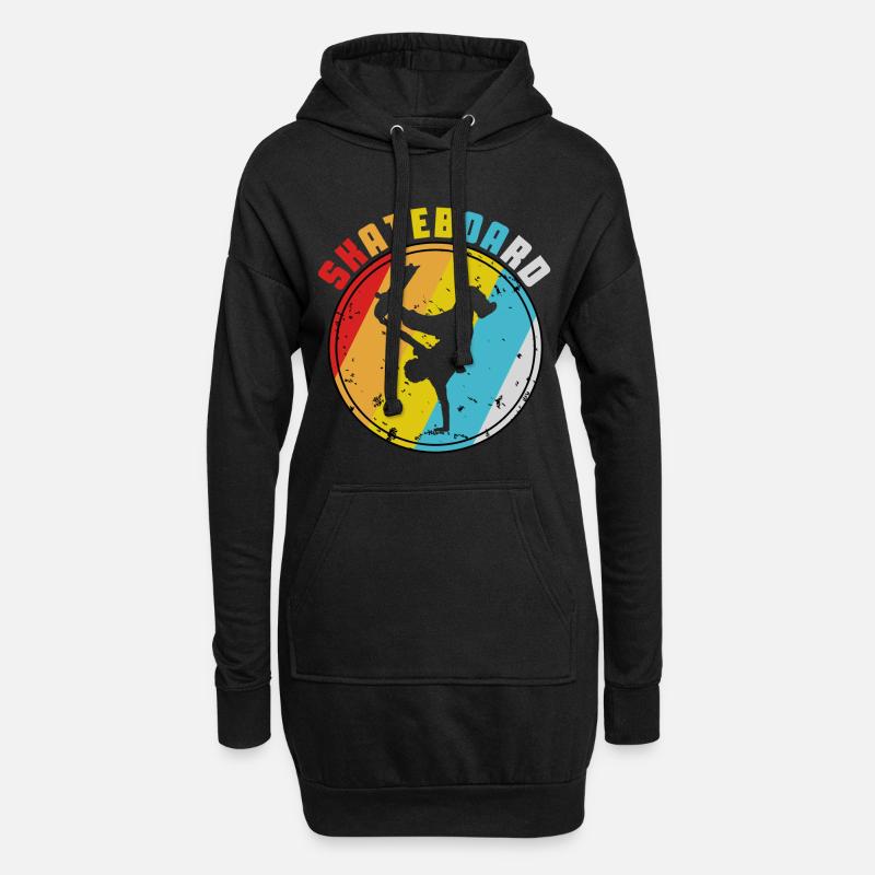 Skateboard - Hoodie-Kleid - Schwarz