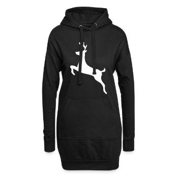 Hirsch Winter Motiv Weihnachten Geschenk TShirt - Hoodie-Kleid - Schwarz - Vorne